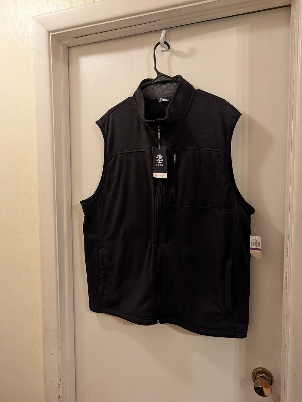 IZOD Mens XXL Black Advantage Performance Fleece Full Zip Vest NWT MSRP $55